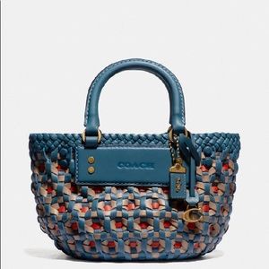 SOLD- COACH Woven Tote 16 Lake Multicolor